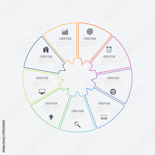 Infographics template 9 options with circle