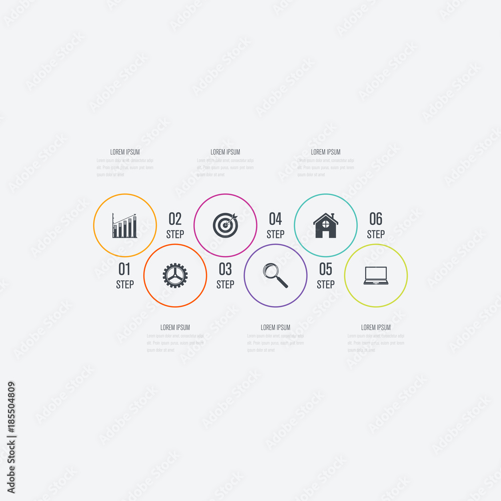 Naklejka premium Infographics template 6 options with circle