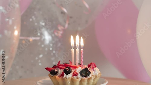 Happy Birthday cake with sparklers photo