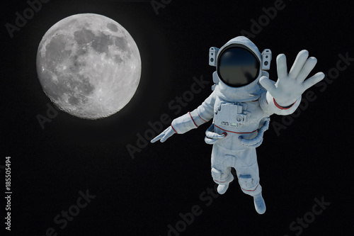 3D Illustration of the astronaut cosmonaut stretched his arm forward