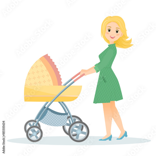 Mother with stroller.