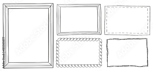 Set of Vintage Ornamental Frames Hand Drawn Doodle