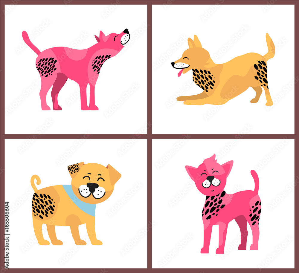 Obraz premium Friendly Dogs with Bright Fur and Black Spots