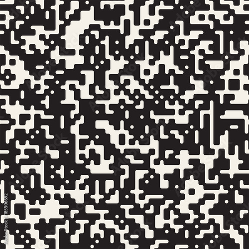 Irregular Tangled Shapes. Abstract Geometric Design. Vector Seamless Black and White Chaotic Pattern.