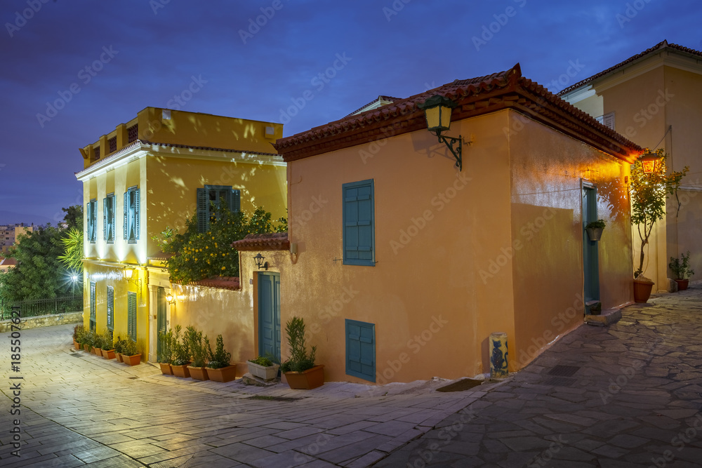 Architecture in Plaka, the old town of Athens, Greece. 
