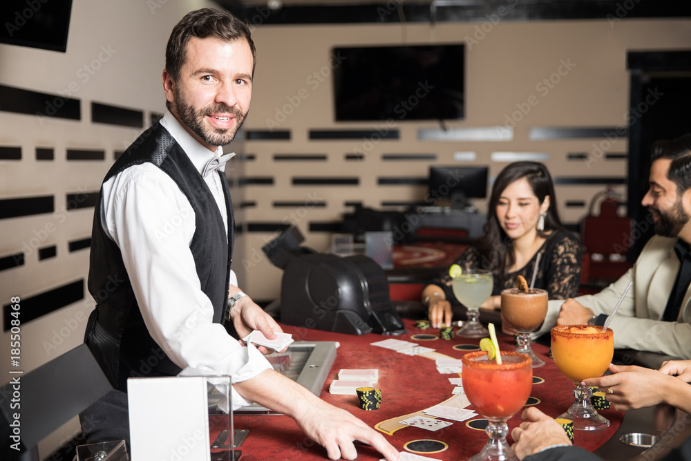 Fototapeta premium Card dealer at work in a casino