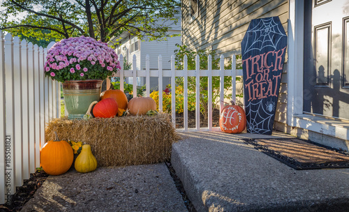Front porch with fall decorations
