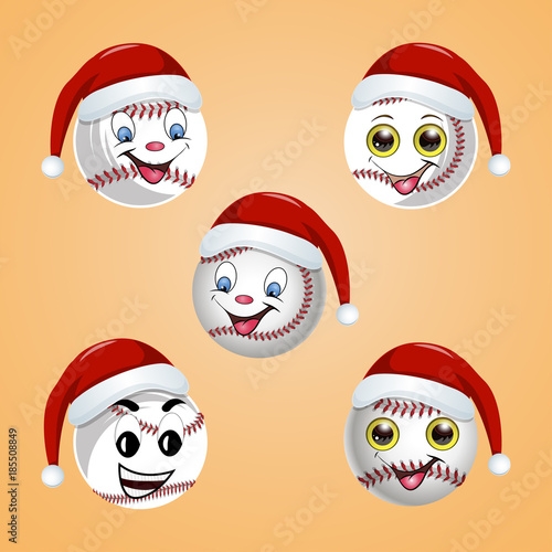 Baseball ball in the hat of Santa Claus