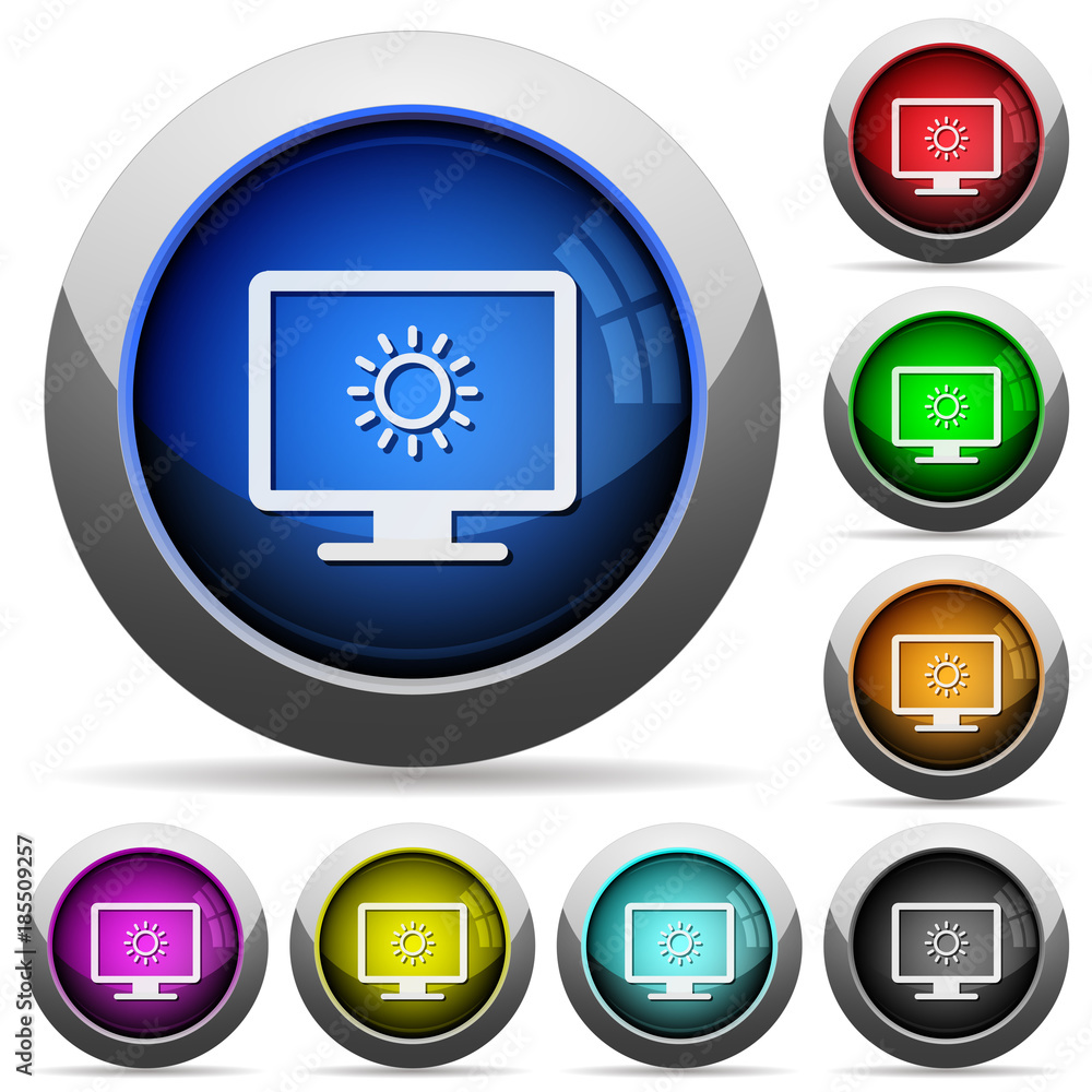 Adjust screen brightness round glossy buttons Adjust screen brightness round glossy buttons