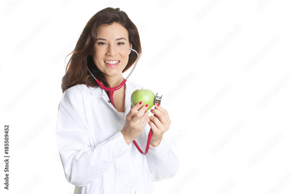 young nutritionist holding a green apple young nutritionist holding a green apple