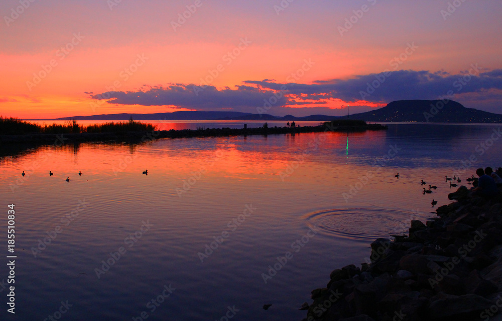 Fototapeta premium Sunset at Lake Balaton