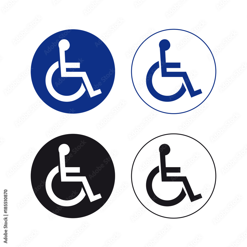 Disabled handicap wheelchair sign set Disabled handicap wheelchair sign set