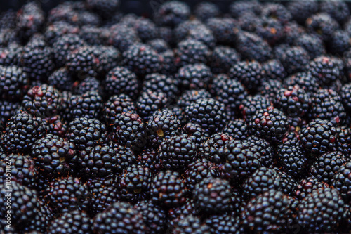 Fresh blackberries at market, closeup