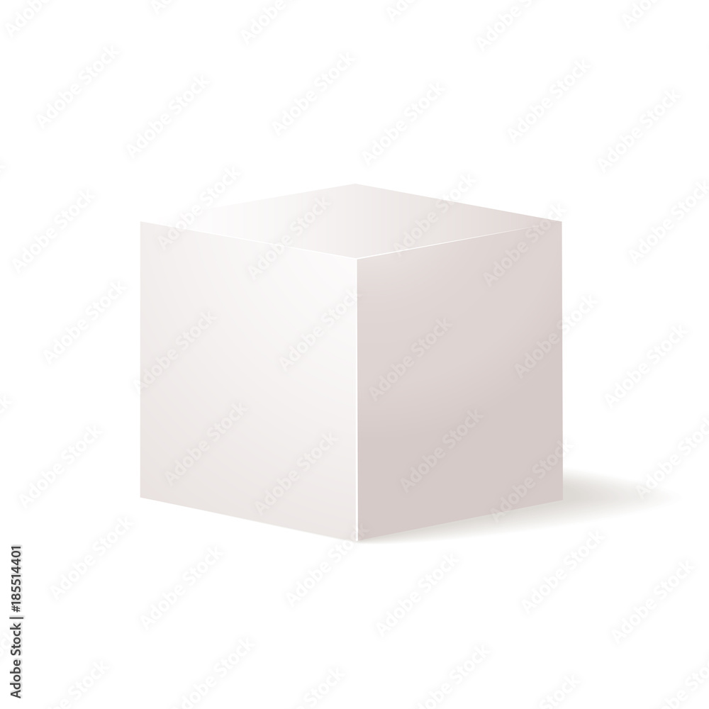White vector cube. Isolated on white background. Realistic Cube with perspective.,3d vector illustration. White vector cube. Isolated on white background. Realistic Cube with perspective.,3d vector illustration.