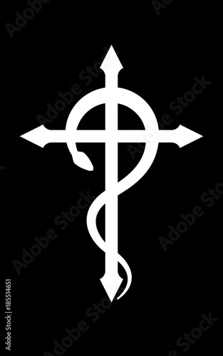 CRUX SERPENTINES (The Serpent Cross). Mystical sign and Occult symbol of Black Magic.