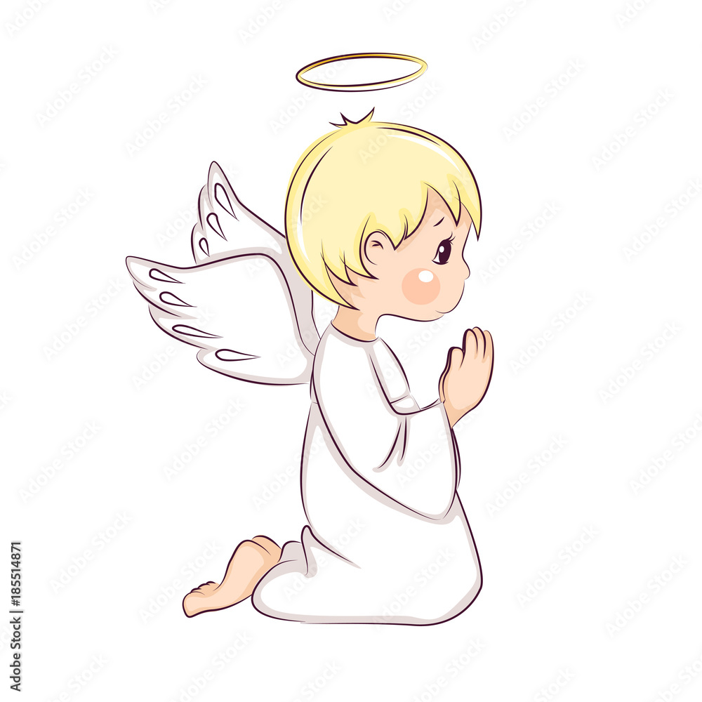 Cute little Christmas angel. Vector isolated on white background. Stock