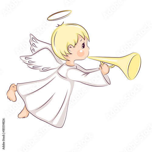 Cute little Christmas angel. Vector isolated on white background.