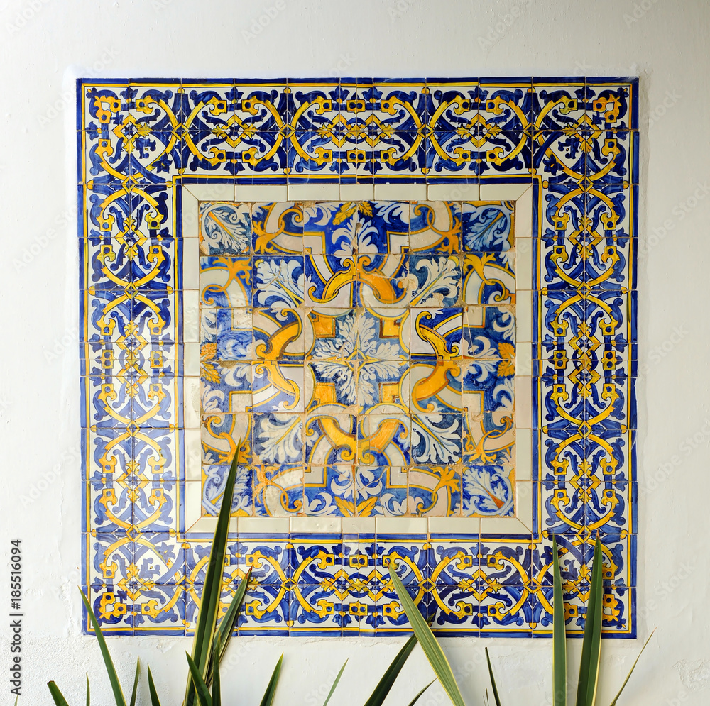 Portuguese tiles in Cathedral of Faro, Algarve, Portugal