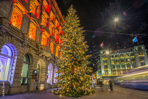 Christmas shopping in the decorated Zurich Paradeplatz - 2 © gdefilip