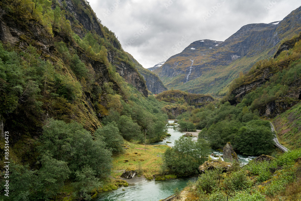 Scenery from Flam Line railway in Norway