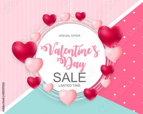Valentines Day Sale, Discont Card. Vector Illustration