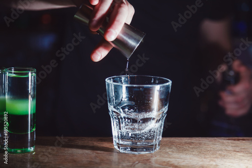 preparation midl cocktail on the bar. close-up photo