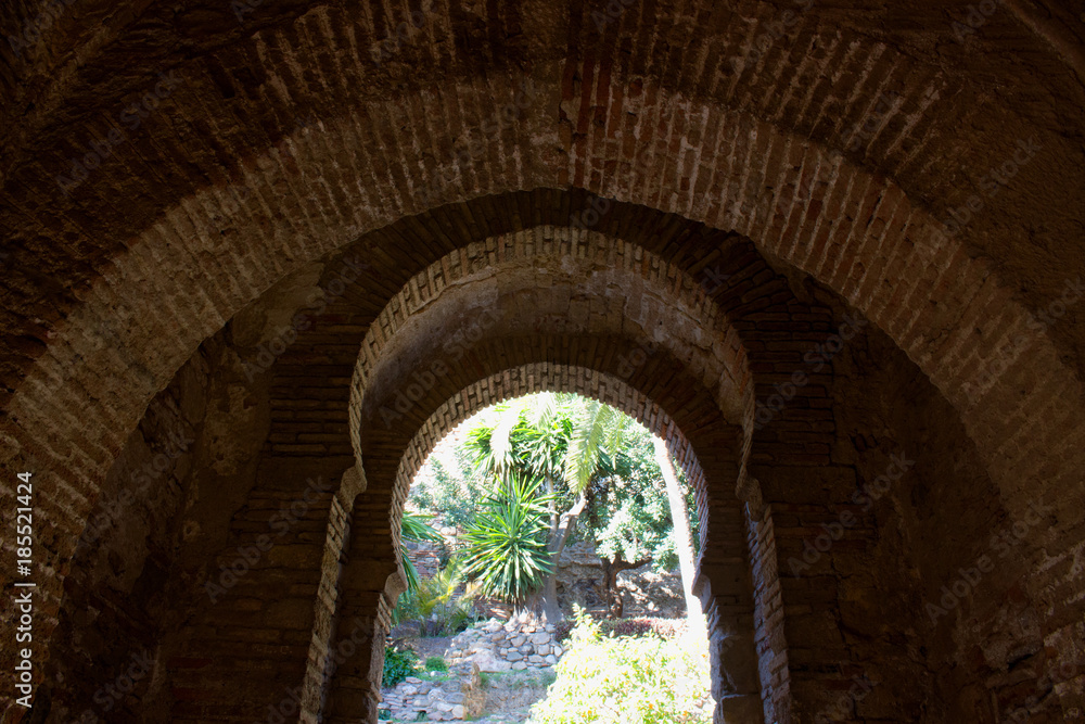 Details of ancient decor. Alcazaba of Málaga, Andalusia, Spain.