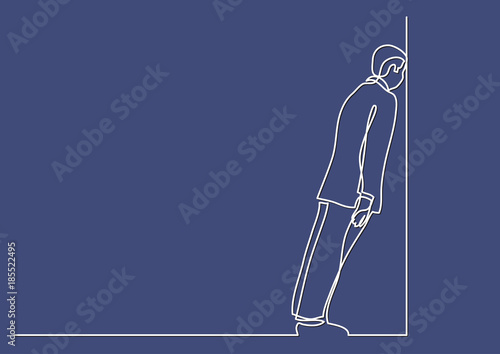 continuous line drawing of business situation - man stuck in dead end job