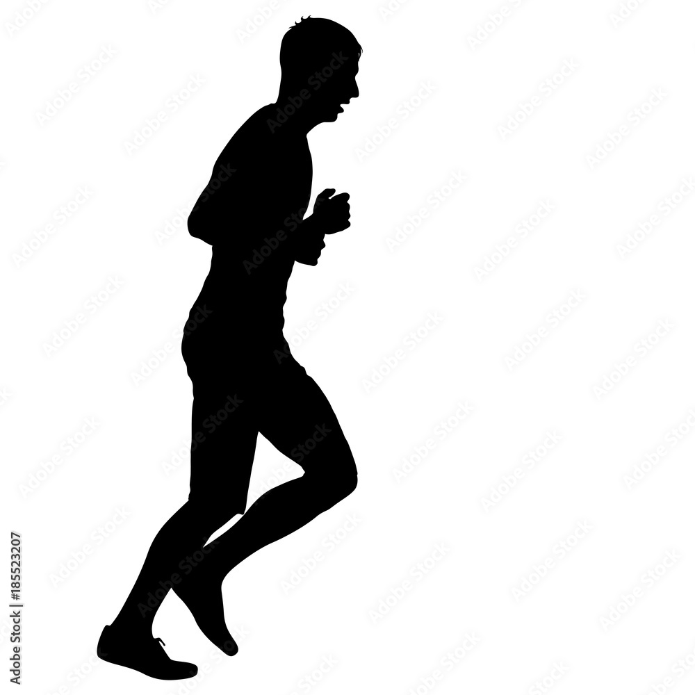 Black Silhouettes Runners sprint men on white background Black Silhouettes Runners sprint men on white background