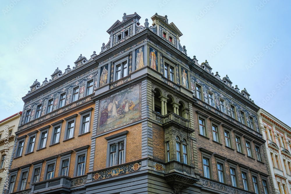Fototapeta premium Prague, Czechia - November, 23, 2017: street in a center of Prague