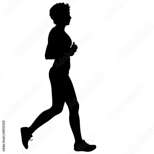 Black Silhouettes Runners sprint women on white background © Arrows
