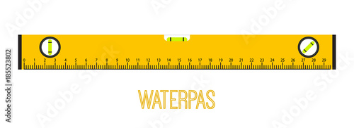 Waterpas, measurement instrument, measuring equipment. Cartoon flat style. Vector illustration