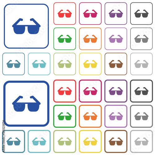 Sunglasses outlined flat color icons