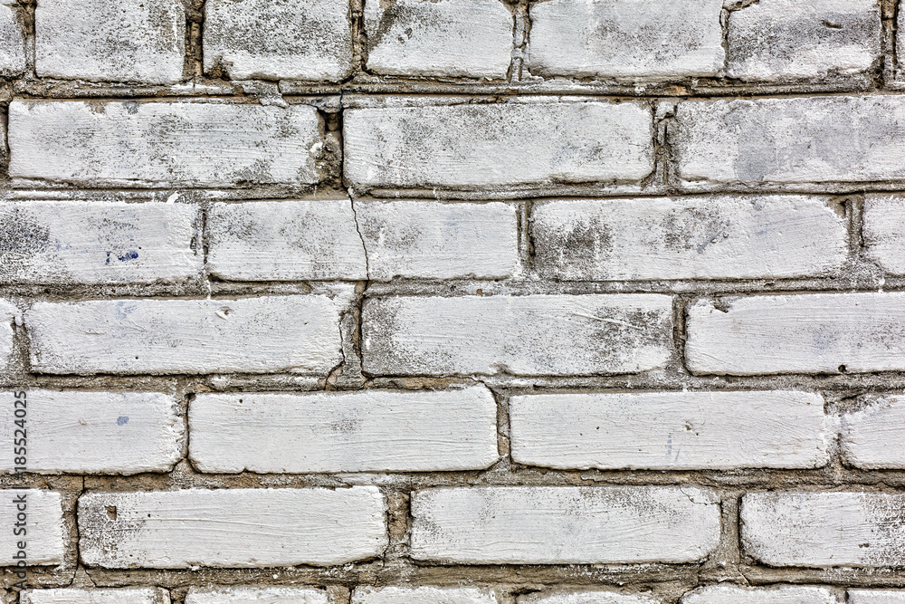 Abstract Rectangular White Interior Wall Texture. Whitewashed Old