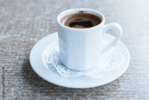 Traditional Style Turkish Coffee in Porcelain Cup On The Table