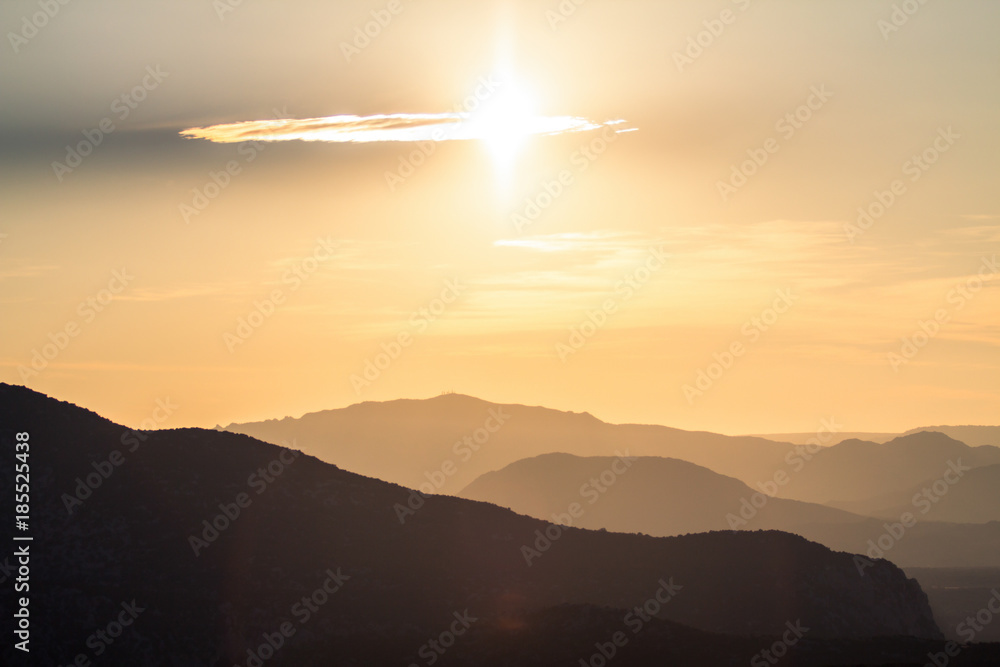 Sunset in the mountain landscape