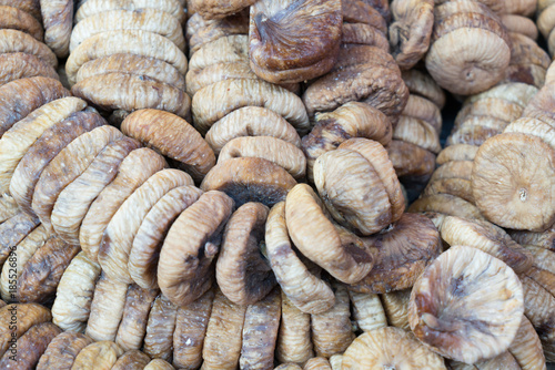 Dried Fig Heap From Top View in Traditional Nuts Bazaar in Turkey