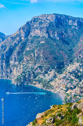 View from Path of Gods on Tyrrhenian sea with Positano