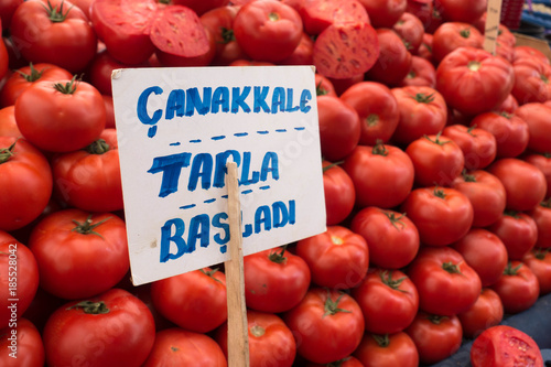 Tomatoes For Selling on Bazaar Stall in Istanbul Turkey