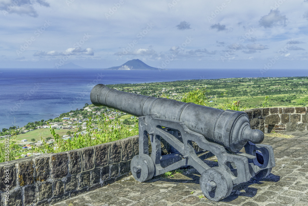Antique cannon at historic Brimstone Hill Fortress, St Kitts, Eastern Caribbean Antique cannon at historic Brimstone Hill Fortress, St Kitts, Eastern Caribbean