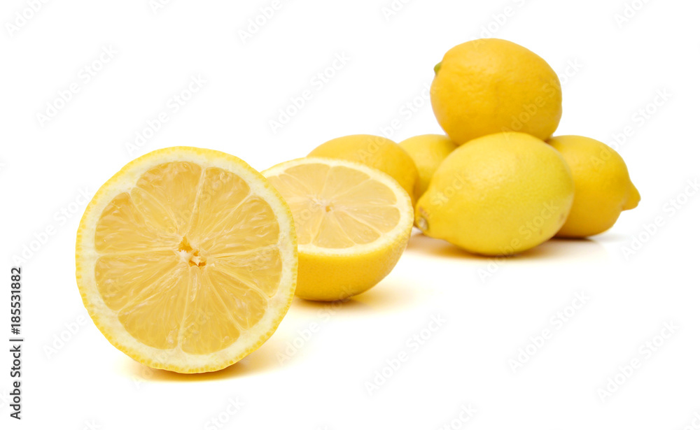 Group of fresh lemons on white background 