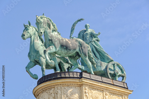 Photography The female statue of Peace on the Heroes' Square - Budapest, Hungary