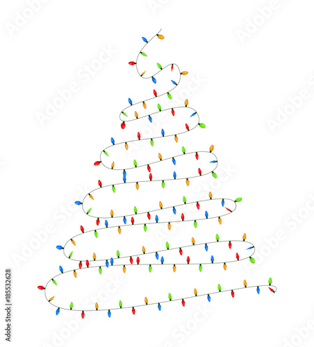 light bulb, garland tree christmas design isolated on white background