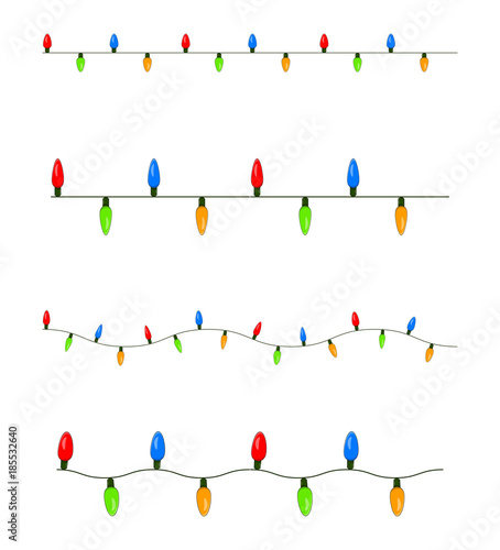 light bulb, garland string set christmas design isolated on white background
