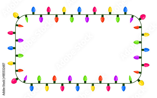 light bulb, garland square border christmas design isolated on white background