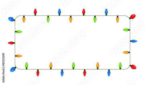 light bulb, garland square border christmas design isolated on white background