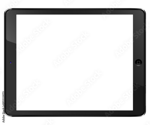 Tablet computer black front view isolated in a white background. To present your application
