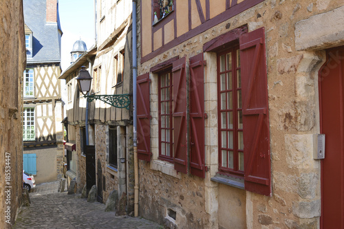 Narrow streets with medieval half-timbered houses © o1559kip