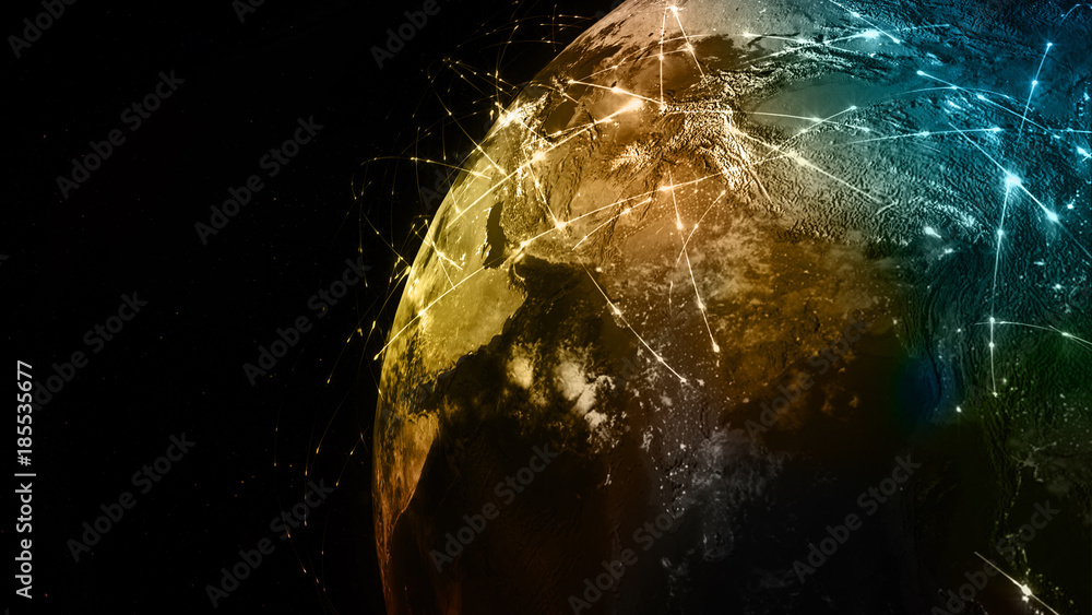 3D rendering abstract of world network, internet and global connection concept
