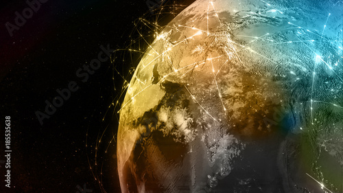 3D rendering abstract of world network, internet and global connection concept